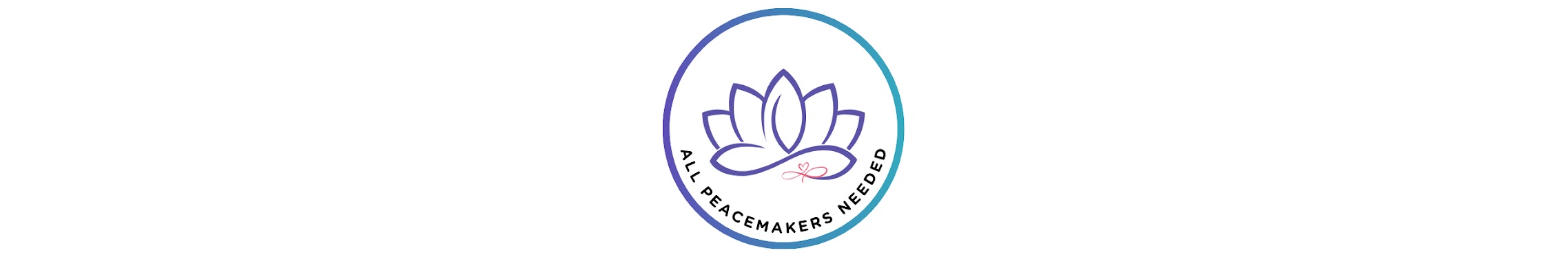 Banner of the All Peacemakers Needed Podcast, a flower within a circle.